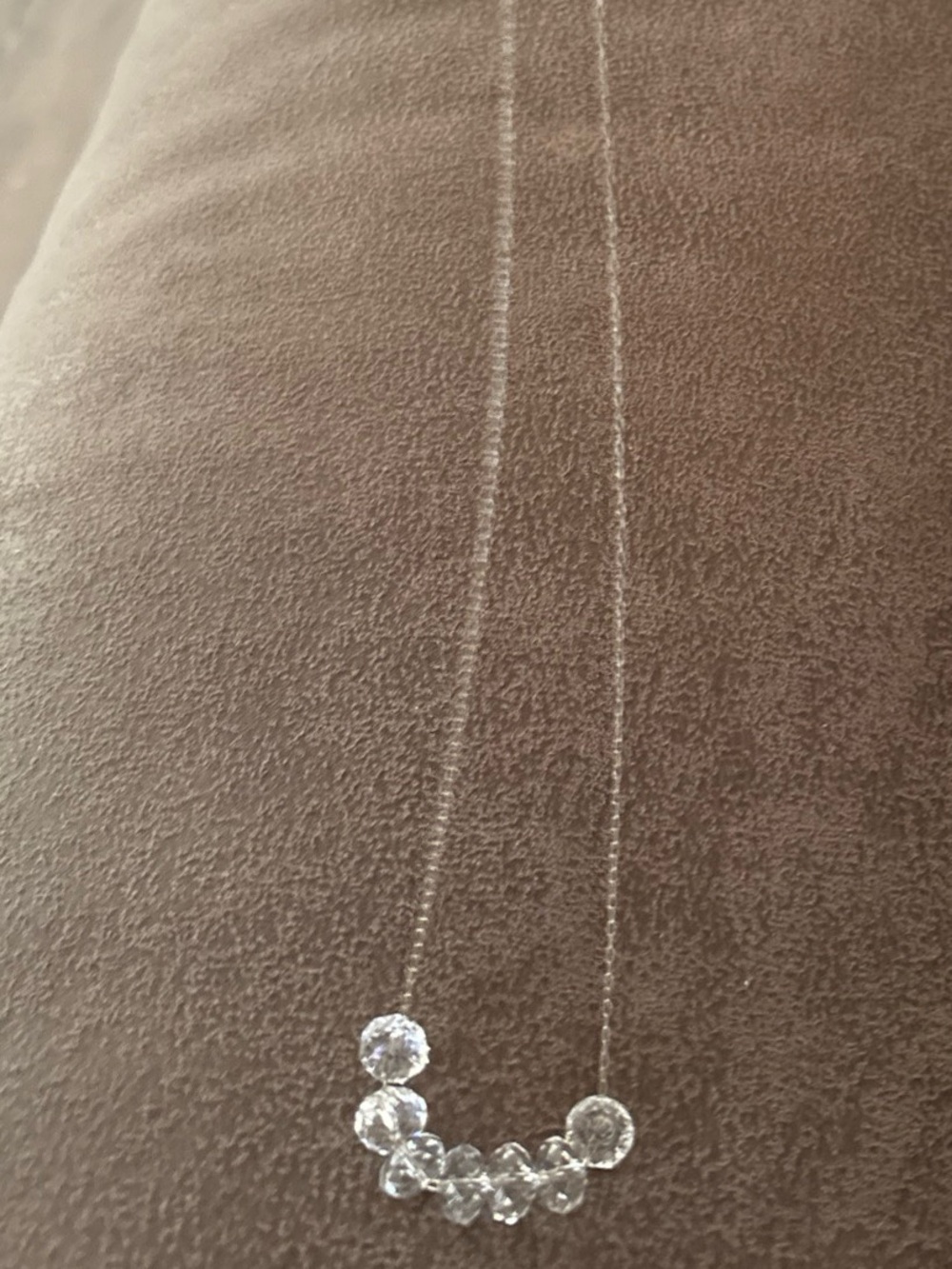 Kenneth Jay Lane Silver Necklace with Clear Crystal Beads